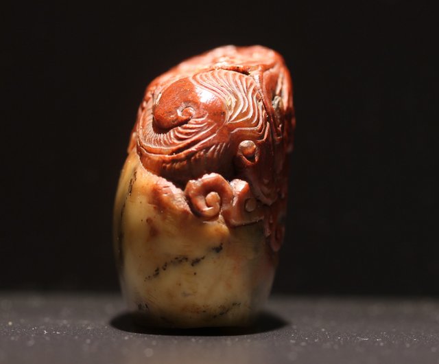 壽山石 古美術 超細工 果実 明末・古寿山石・高山朱砂紅彫「玉旋作」觀音・置物』極細工・時代物・