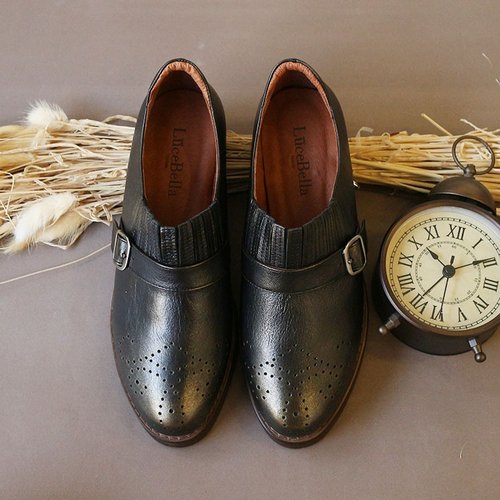 【Retro era】Hand Polished Carved Shoes - Black