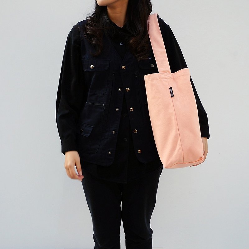 【素面款】單肩雙面拼色直式袋 | 滿天星_台灣製帆布包 - 側背包/斜背包 - 其他材質 粉紅色