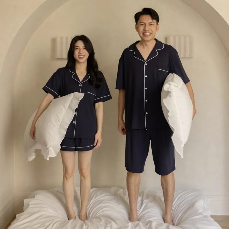 想睡好覺莫代爾棉情侶套裝-午夜藍 男女皆可 - 睡衣/居家服 - 棉．麻 藍色