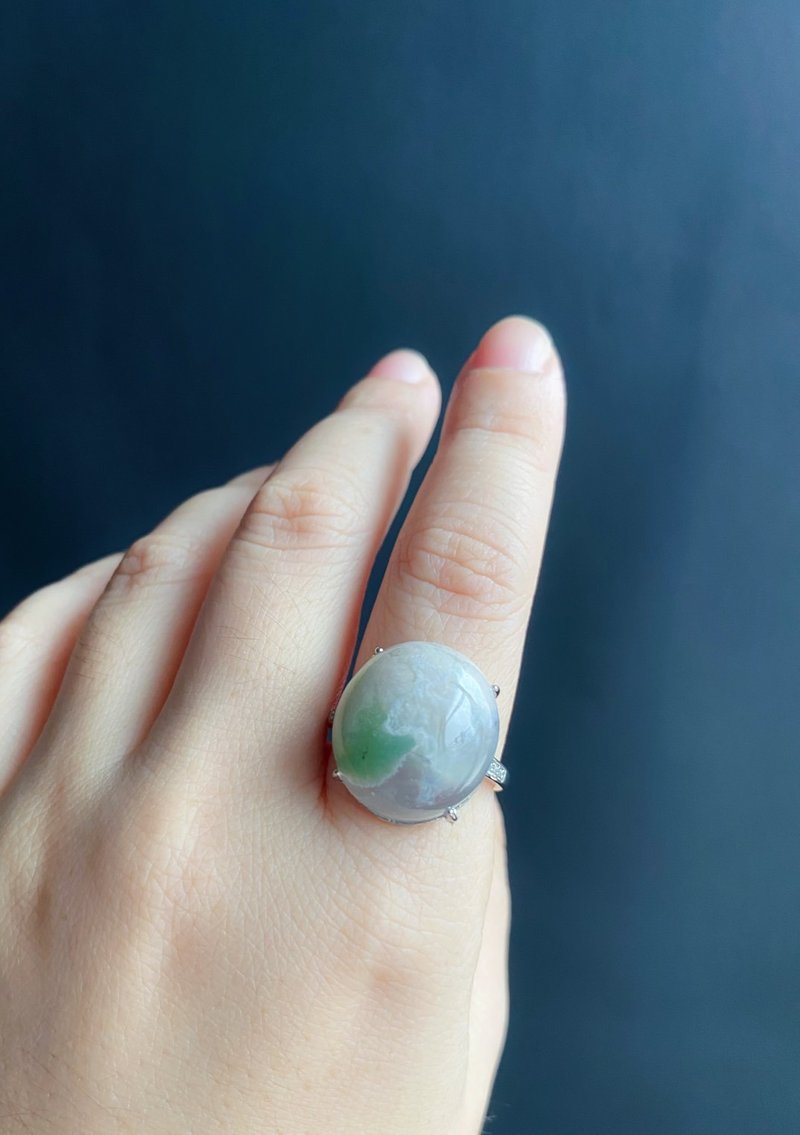 櫻花瑪瑙 小高貨 戒指 水晶 天然石 禮物 S925活動戒 ring - 戒指 - 水晶 綠色