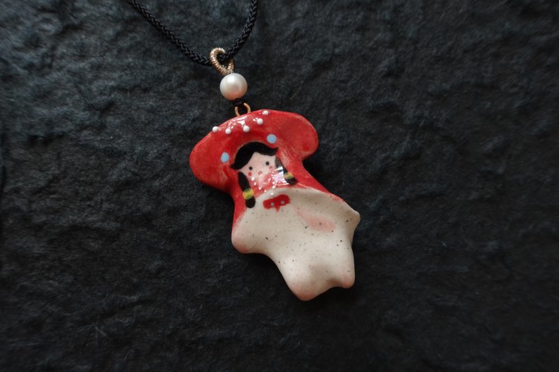 Original handmade ceramic necklace elephant girl necklace cute niche pendant unique design jewelry can be customized - Necklaces - Pottery Red