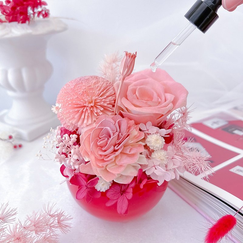 紅粉派對童話幻境香氛擴香花禮 (贈送5ml香氛油) - 乾燥花/永生花 - 植物．花 紅色