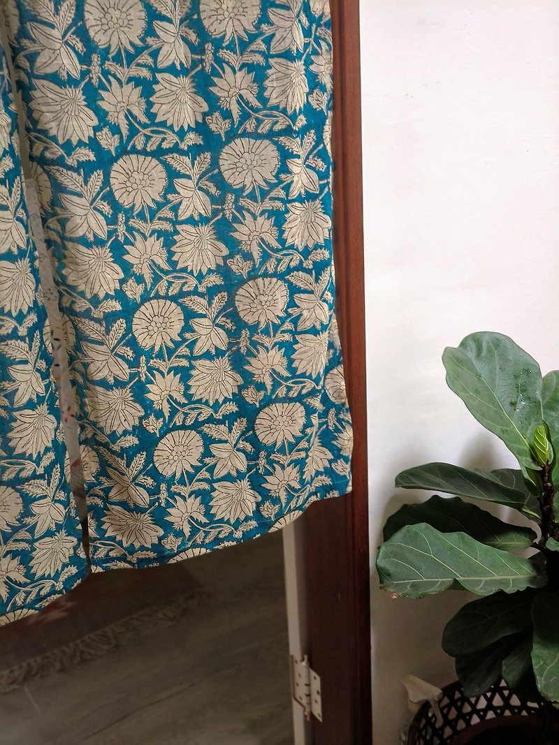 Wooden door curtain│Rose blue│ - Doorway Curtains & Door Signs - Cotton & Hemp 