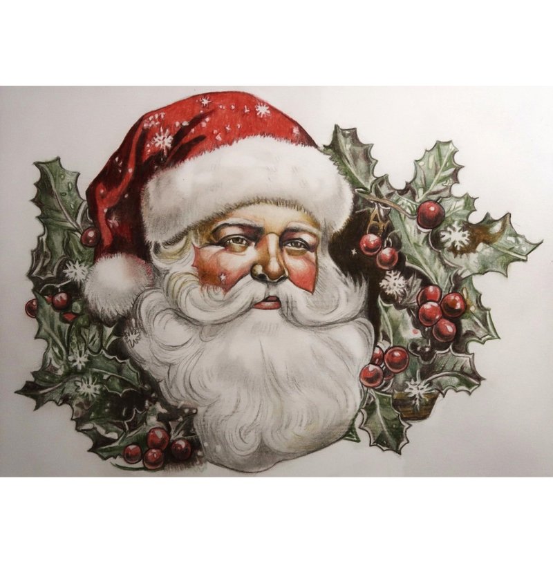 1.santa art print (picture of this link)   2.custom drawing 3. timelapse video - Customized Portraits - Paper Red