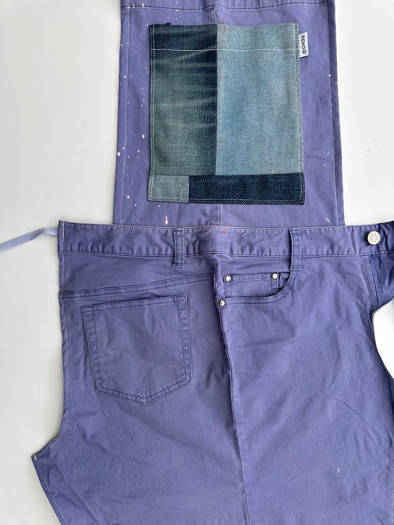 [Sustainable Transformation] REHOW Designer Workwear/Apron_REMAKE Limited Product (Purple + Blue Pocket) - Aprons - Other Man-Made Fibers 