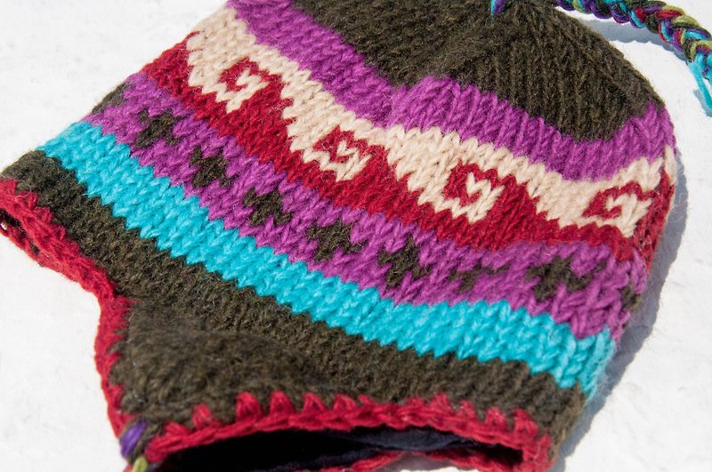 Knitted pure wool hat/handmade inner brushed wool hat/knitted wool hat/flying wool hat/wool hat-Spain - Hats & Caps - Wool Multicolor