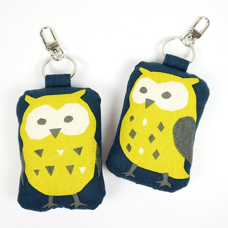 Double Sided Key Ring - Owl (Blue) - Charms - Cotton & Hemp Blue