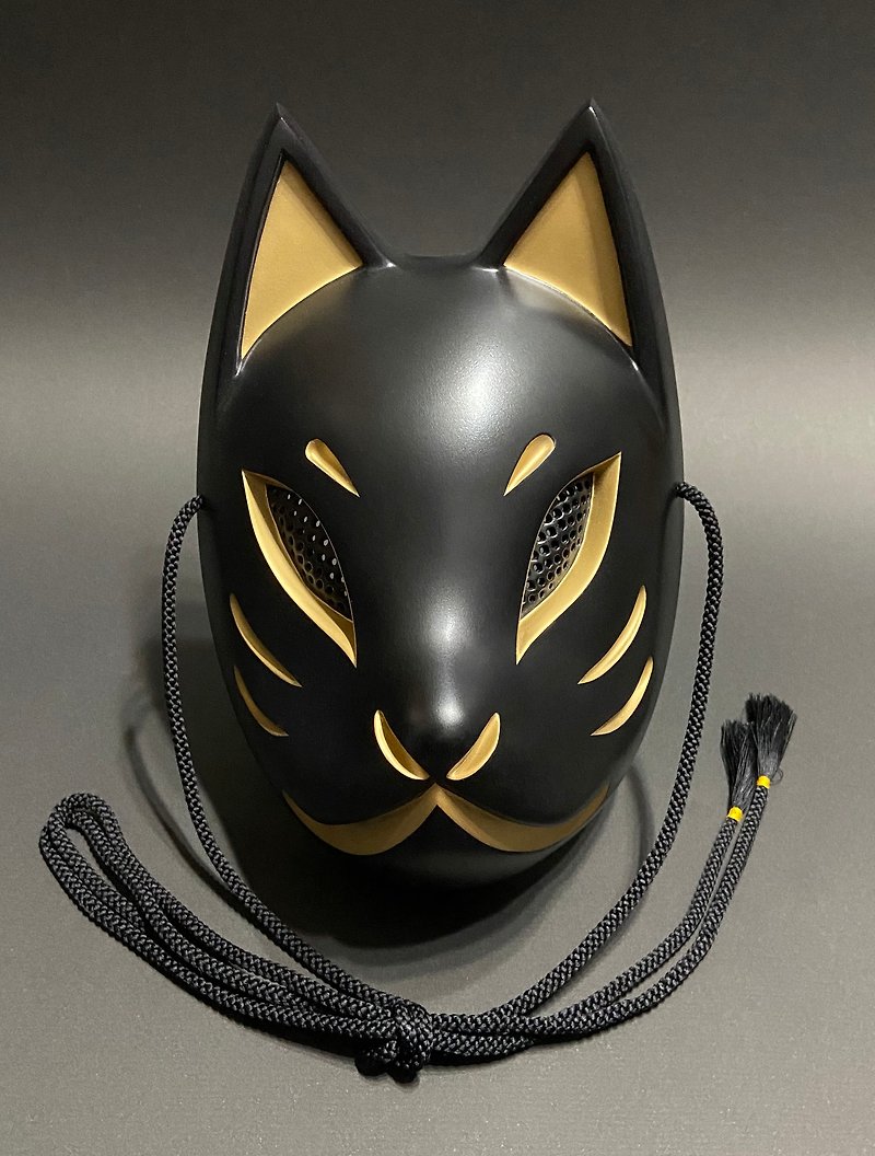 狐面 黒×金 - アイマスク - プラスチック ゴールド