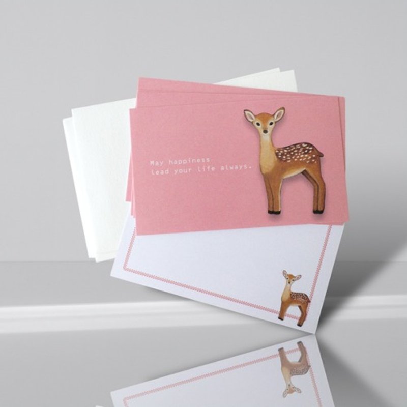 Message card and envelope set (pink fawn design) - Cards & Postcards - Paper 