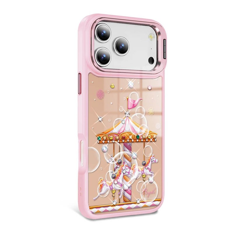 iPhone全シリーズ ミリタリー規格落下耐性合金フレーム 隠しスタンド ミラーダイヤモンドケース - 旋轉夢幻 - スマホケース・カバー - その他の素材 多色