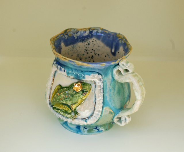 Handmade art mug Princess Frog Relief mug Blue Pottery Mug Fairy cup - Shop  PorcelainShoppe Mugs - Pinkoi