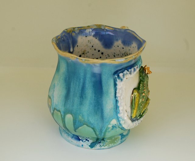Handmade art mug Princess Frog Relief mug Blue Pottery Mug Fairy cup - Shop  PorcelainShoppe Mugs - Pinkoi