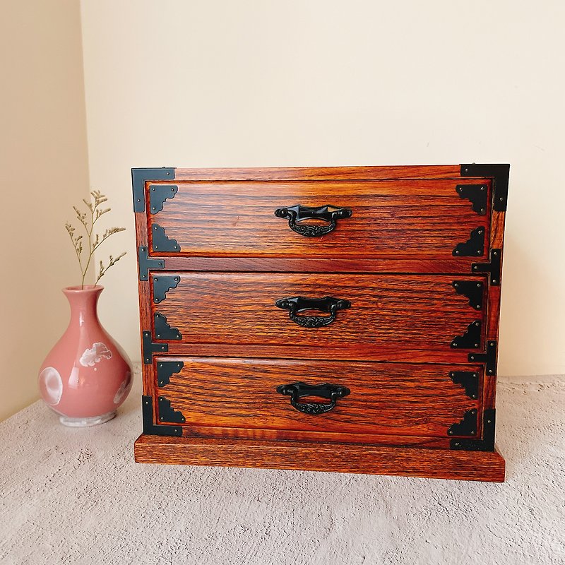 Japanese Showa three-drawn wooden cabinet - กล่องเก็บของ - ไม้ 