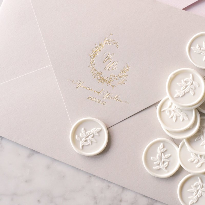 シーリングワックスシール / little leaves / 30枚入り【即日発送】 - 結婚式招待状 - 蝋 ホワイト