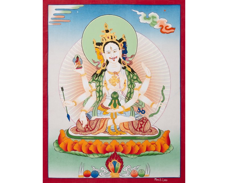 Thangka Craft: Namgyalma's Healing Power - Wall Décor - Other Materials Multicolor