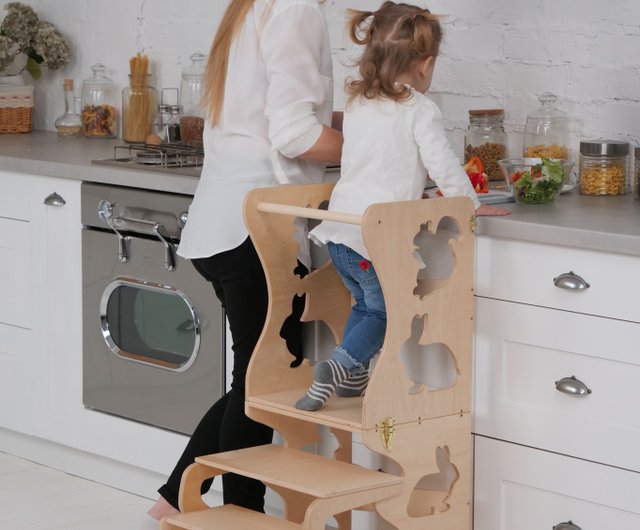 Kids learning tower Kitchen step stool Children table Learning tower  Children - Shop WoodAndHearts Kids' Furniture - Pinkoi