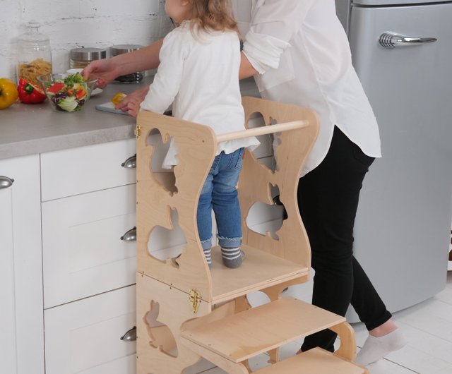 Kids learning tower Kitchen step stool Children table Learning tower  Children - Shop WoodAndHearts Kids' Furniture - Pinkoi