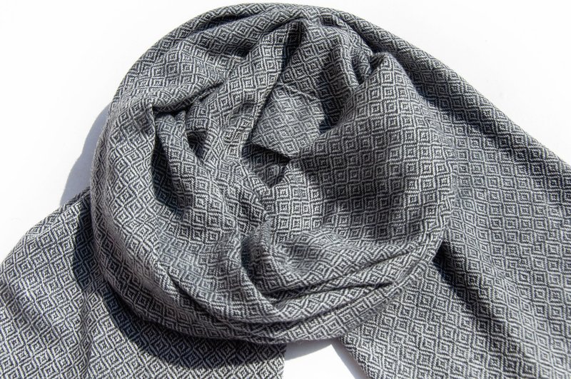 カシミヤニットマフラー 純毛スカーフ 手織りマフラー 編み物スカーフ - グレー - マフラー・ストール - ウール グレー