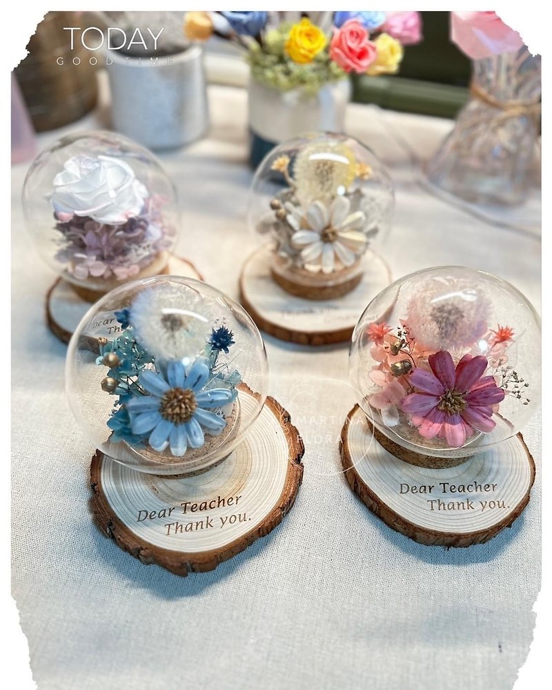 Immortal Dandelion Glass Ball (Multicolor) - Dried Flowers & Bouquets - Other Materials White