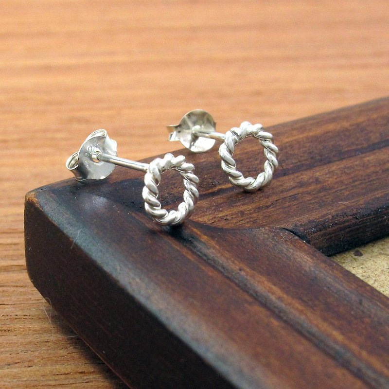 Twisted earrings Twisted donuts earrings sterling silver earrings-64DESIGN - ต่างหู - เงินแท้ สีเทา