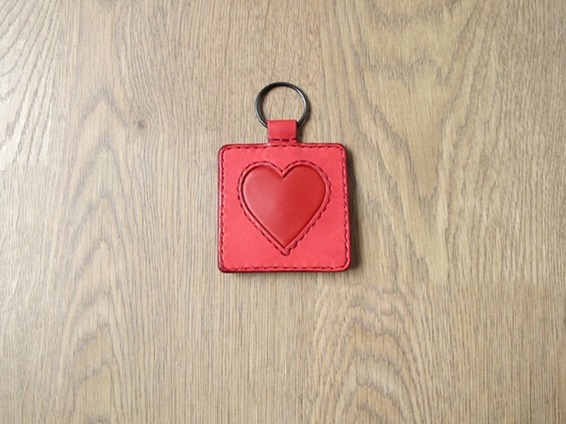 Red Heart Leather Banknotes/Condom x Keychain - Keychains - Genuine Leather Red