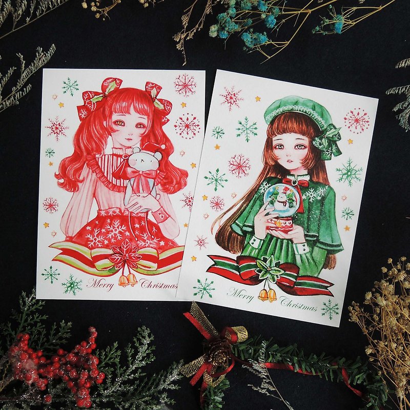Christmas girl postcard set - Cards & Postcards - Paper Red
