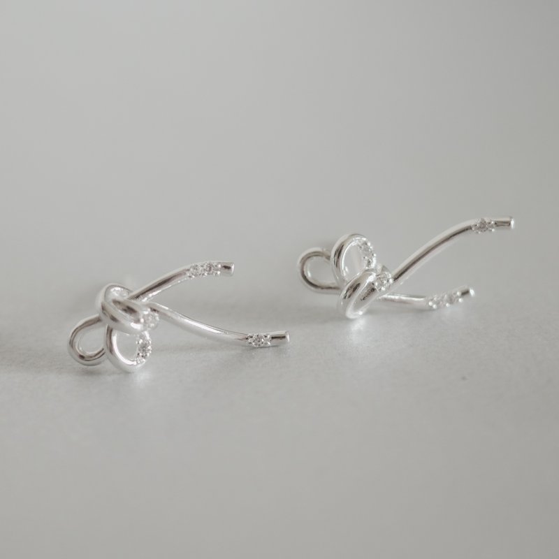 925 sterling silver long ribbon bow earrings, earrings, birthday gifts, preferred Valentine’s Day gift box recommendations - Earrings & Clip-ons - Sterling Silver Silver