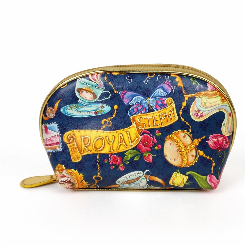 Stephy fruit SB098-DH palace feast series of female models cute art design printed gilded shell shell shape cosmetic bag / handbag - Toiletry Bags & Pouches - Genuine Leather 