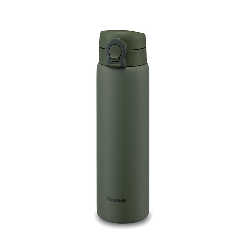 [Peacock] 600ML Stainless Steel Cold Insulation Cup Removable and Washable Top Cover Lock Type-Military Green - Vacuum Flasks - Stainless Steel Green
