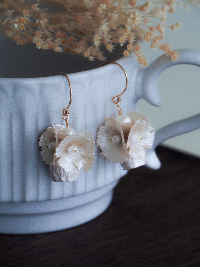 漂浮精靈 14KGF 耳環 / 耳夾 - 耳環/耳夾/耳骨夾 - 植物．花 白色