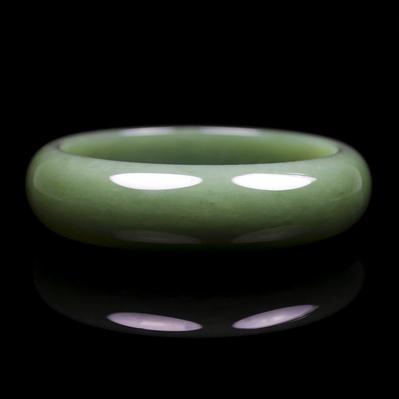 【正佳珠寶】和田碧玉 頂級俄碧白佳麗手鐲 手圍內徑57.5mm - 手鍊/手環 - 玉石 綠色