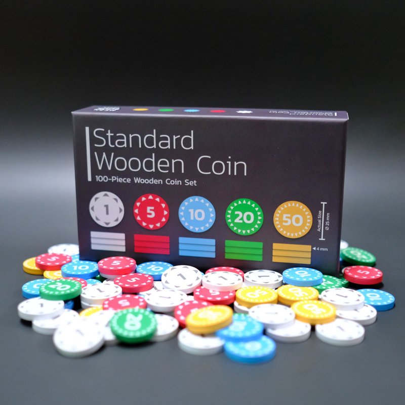 Standard Wooden Coin เหรียญไม้สำหรับบอร์ดเกม - บอร์ดเกม - ไม้ 