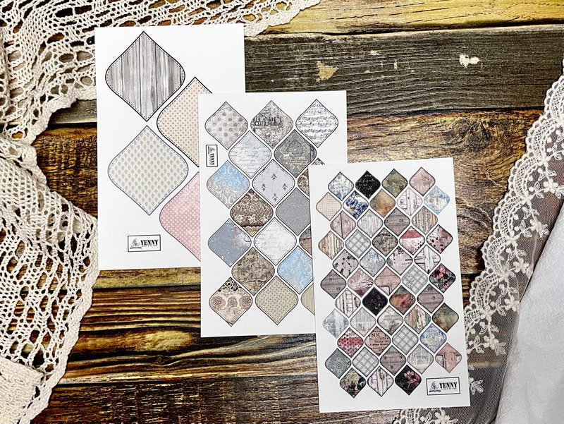 (paper sticker 18pcs single pack) geometric figure label 3 types - สติกเกอร์ - กระดาษ หลากหลายสี