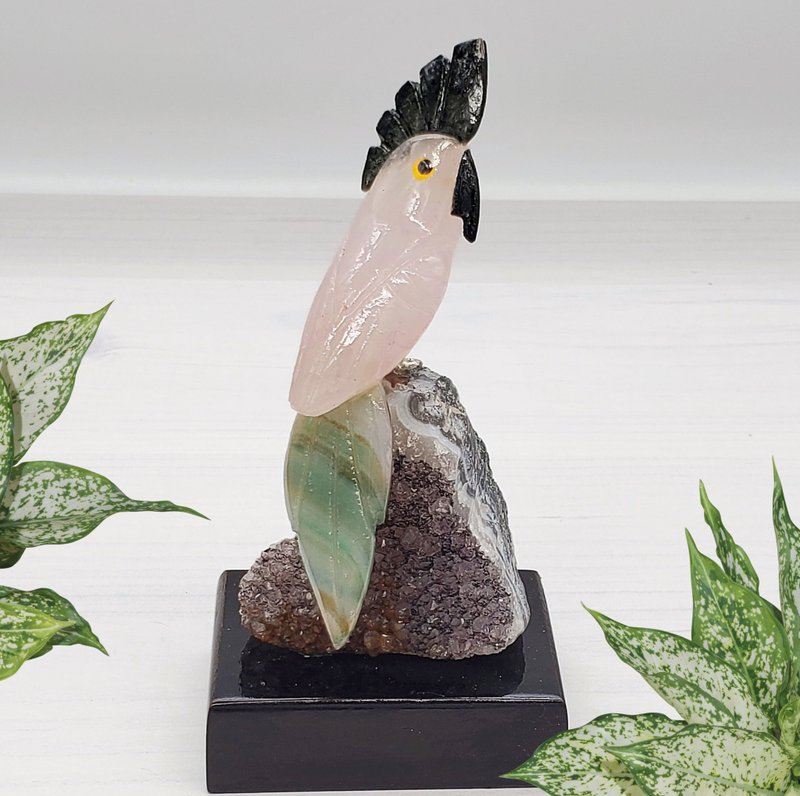 Crystal parrot wishes manifested*Brazilian handicrafts healing crystal bird*Wedding favors p9 vision crystal town - Items for Display - Crystal Multicolor