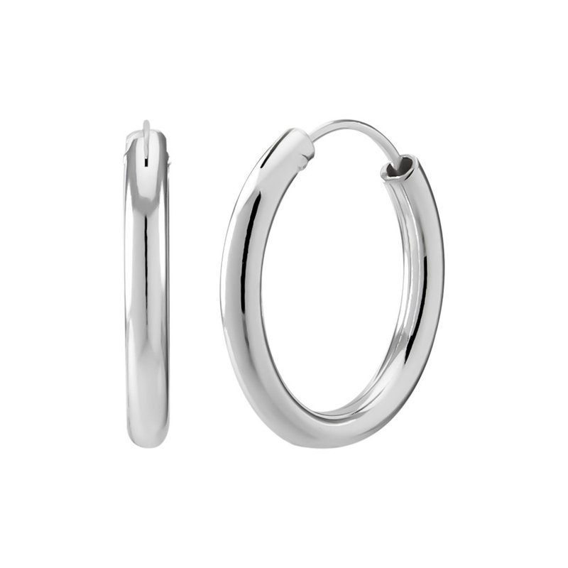 Silver hoop earrings 92.5% sterling thickness 3mm.x14mm. - 耳環/耳夾/耳骨夾 - 純銀 白色