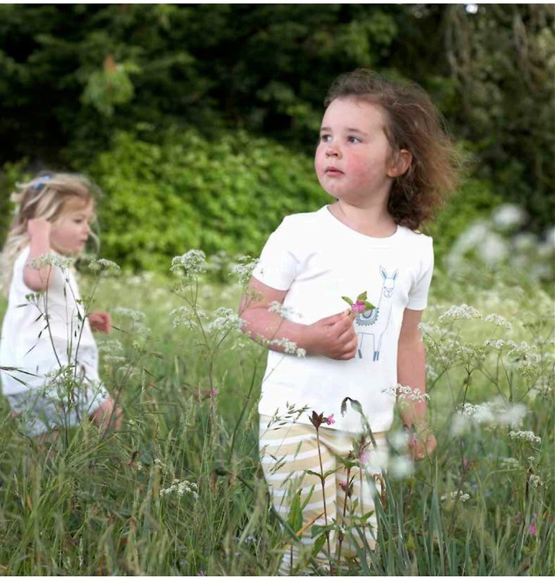 100% Organic Cotton Alpaca Print Children's Short Sleeve Top - Tops & T-Shirts - Cotton & Hemp White