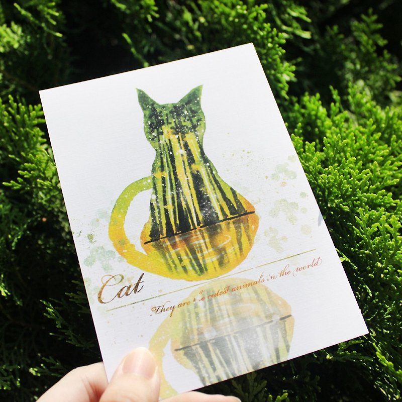 スター猫のはがき森 - カード・はがき - 紙 グリーン