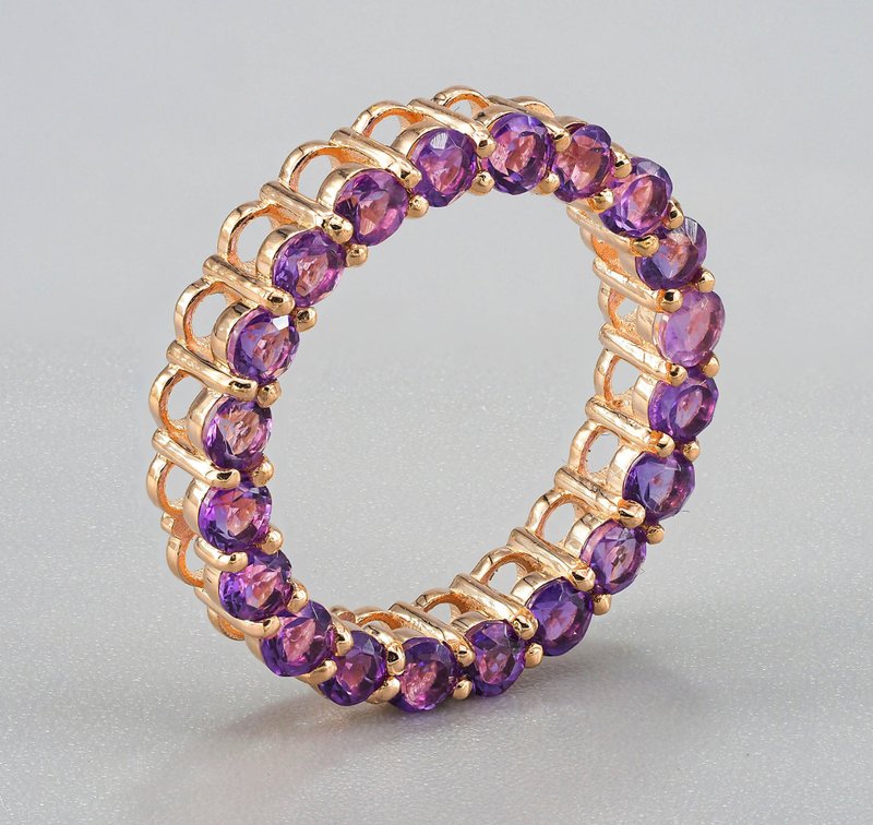 Eternity pendant with round amethysts - 項鍊 - 貴金屬 金色