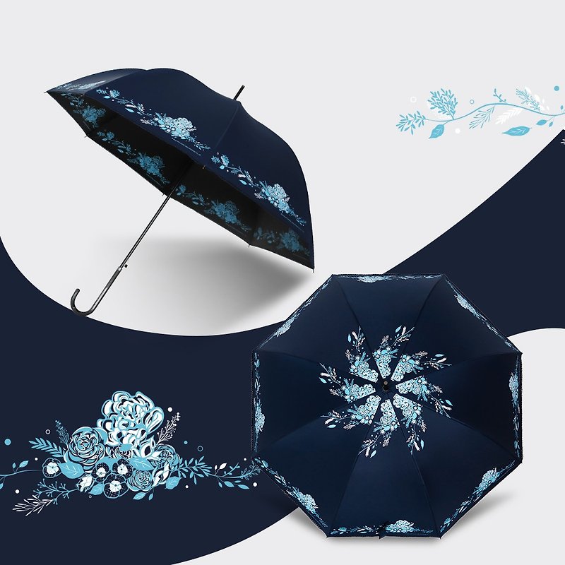 Ssangyong Xiaoxiangfeng Vinyl Palace Umbrella Parasol Sun Protection Automatic Upright Umbrella (Navy Blue) - ร่ม - วัสดุกันนำ้ สีน้ำเงิน