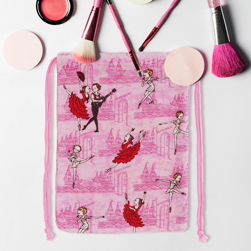 Don Quixote - Towel with Drawstring Pocket - Pink - Drawstring Bags - Cotton & Hemp Pink