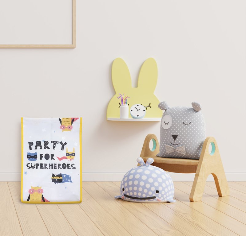 Sunny Bag x Nice Day玩具收納/整理袋-超級小英雄 - 居家收納/收納盒/儲物盒 - 其他材質 黃色