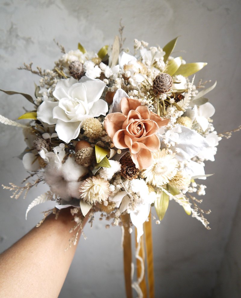 Dream Snow Country I. Dry flowers. No withered flowers. Everlasting flowers. Bridal wedding. Valentine's Day. Bouquets. - Dried Flowers & Bouquets - Plants & Flowers Brown