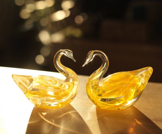エレガントな白鳥|ガラス工房で手作り - ショップ Kun's Crystal 置物