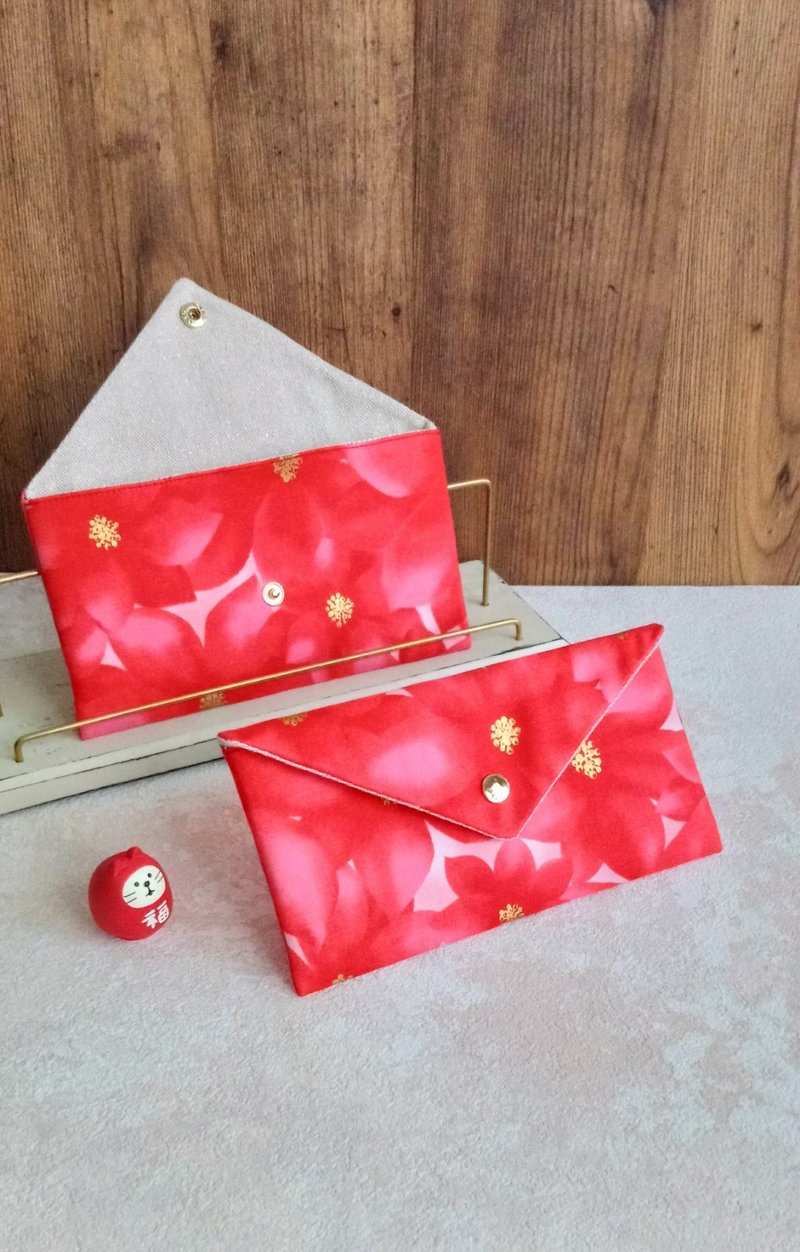 [ENT/Universal Red Envelope Bag] Hot stamping, red flower stamens and French glitter cloth lining - Chinese New Year - Cotton & Hemp Red