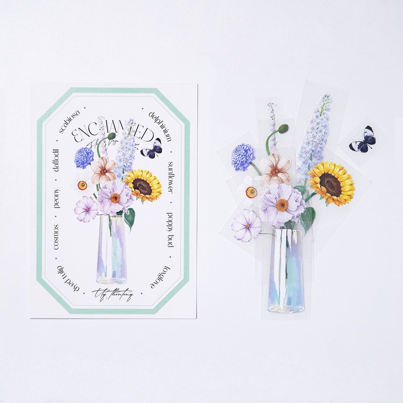 Flower lover vase sticker set: enchanted - Stickers - Plastic Multicolor