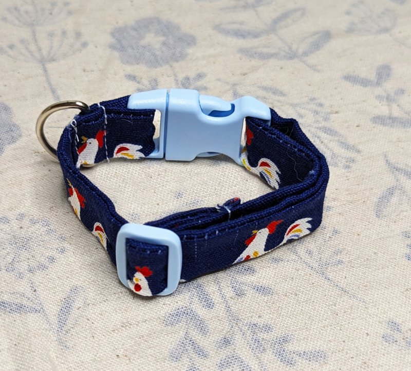 HORA | Collar | Navy rooster (Customized) - Collars & Leashes - Cotton & Hemp Blue