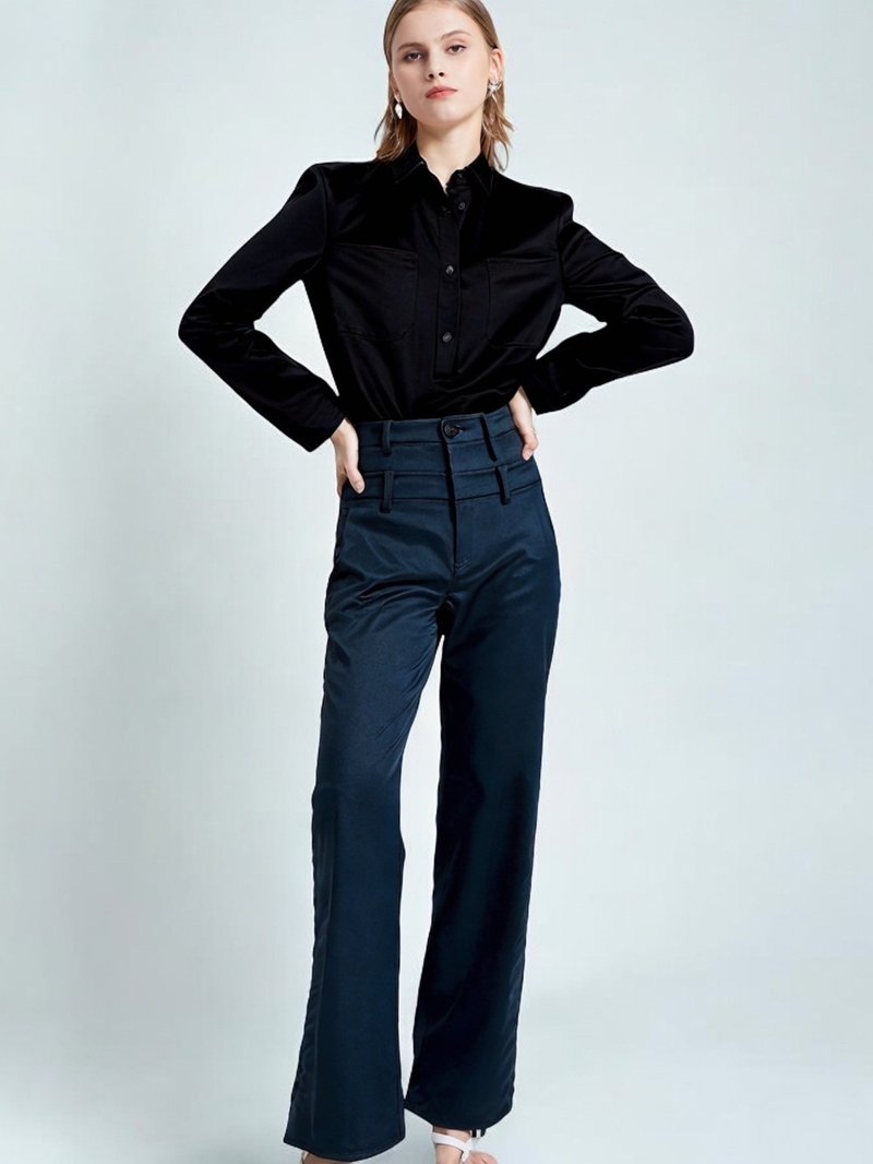 2024 spring and summer new product-wide tube trousers (23W1PT02) - Women's Pants - Polyester 