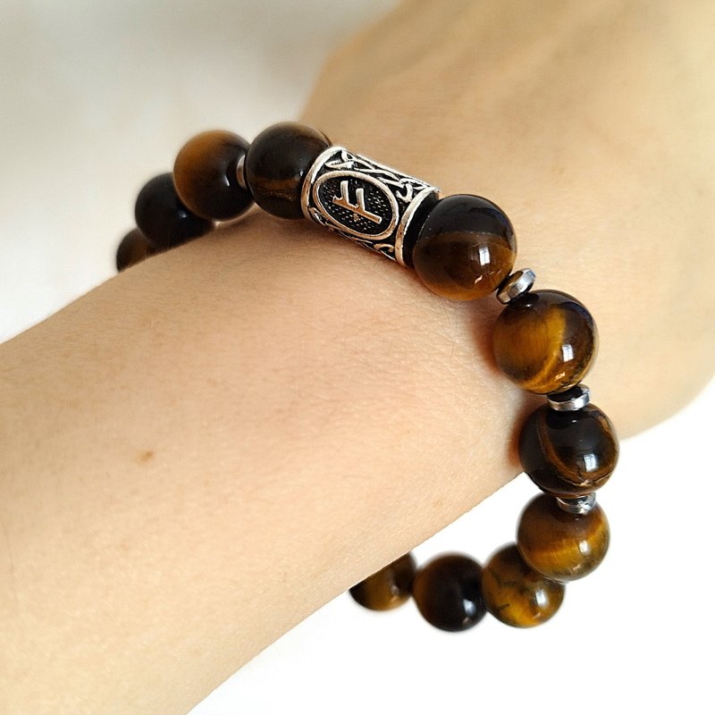 Stylish bracelet tiger's eye hematite semi-precious stone. Jewelry runic amulet - 手鍊/手環 - 半寶石 多色