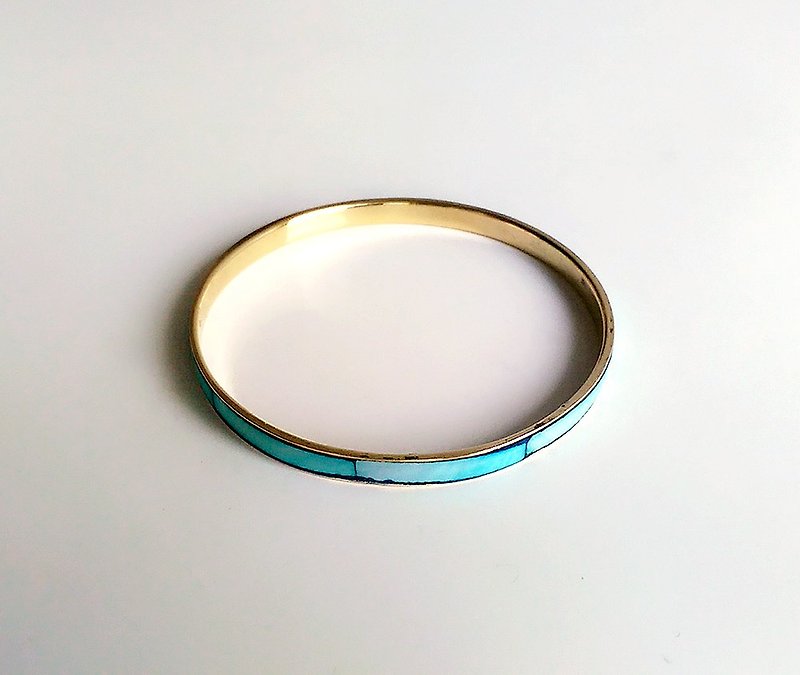 [ 古小品 ] 復古 藍染天然珍珠貝 黃銅  • 手環 - 手鍊/手鐲 - 其他金屬 藍色